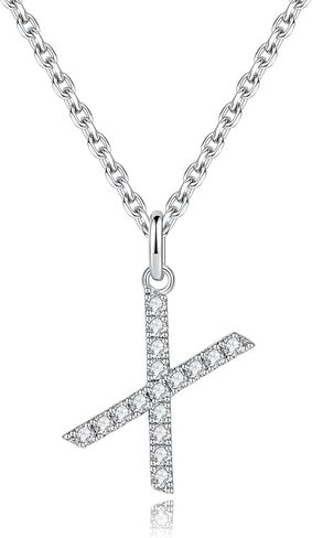 IMOLOVE Moissanite Pendant Necklace for Women Initial Necklaces Sterling Silver letter Necklace Jewelry for Women in 18K White Gold in Saudi Arabia
