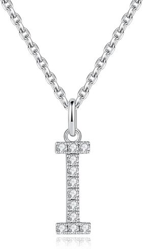 IMOLOVE Moissanite Pendant Necklace for Women Initial Necklaces Sterling Silver letter Necklace Jewelry for Women in 18K White Gold in Saudi Arabia