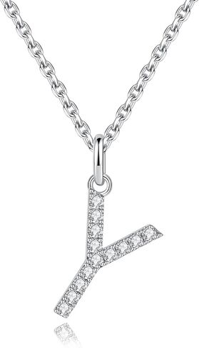 IMOLOVE Moissanite Pendant Necklace for Women Initial Necklaces Sterling Silver letter Necklace Jewelry for Women in 18K White Gold in Saudi Arabia