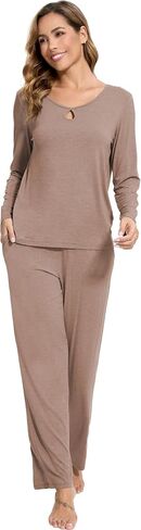 GYS Bamboo Viscose Pajamas Set for Women Crew Neck Long Sleeve Sleepwear Soft Loungewear Set in Saudi Arabia