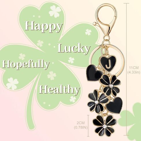 OKAICEN Initial Letter Keychain for Valentine's Day Women Gilrs Four Leaf Clover Flower Keyring for Backpack Charms Handbag in Saudi Arabia