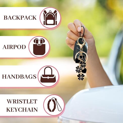 OKAICEN Initial Letter Keychain for Valentine's Day Women Gilrs Four Leaf Clover Flower Keyring for Backpack Charms Handbag in Saudi Arabia