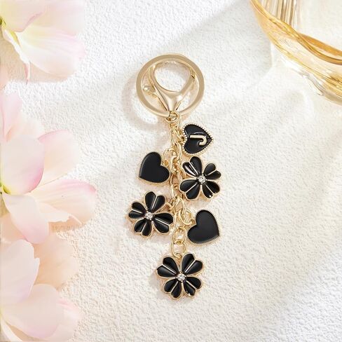 OKAICEN Initial Letter Keychain for Valentine's Day Women Gilrs Four Leaf Clover Flower Keyring for Backpack Charms Handbag in Saudi Arabia