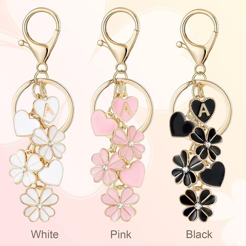 OKAICEN Initial Letter Keychain for Valentine's Day Women Gilrs Four Leaf Clover Flower Keyring for Backpack Charms Handbag in Saudi Arabia