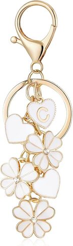 OKAICEN Initial Letter Keychain for Valentine's Day Women Gilrs Four Leaf Clover Flower Keyring for Backpack Charms Handbag in Saudi Arabia