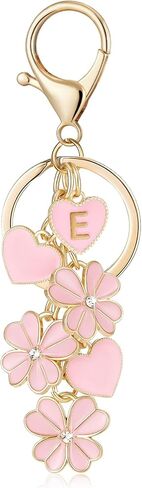 OKAICEN Initial Letter Keychain for Valentine's Day Women Gilrs Four Leaf Clover Flower Keyring for Backpack Charms Handbag in Saudi Arabia