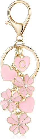 OKAICEN Initial Letter Keychain for Valentine's Day Women Gilrs Four Leaf Clover Flower Keyring for Backpack Charms Handbag in Saudi Arabia