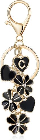 OKAICEN Initial Letter Keychain for Valentine's Day Women Gilrs Four Leaf Clover Flower Keyring for Backpack Charms Handbag in Saudi Arabia