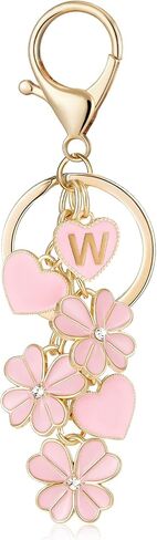 OKAICEN Initial Letter Keychain for Valentine's Day Women Gilrs Four Leaf Clover Flower Keyring for Backpack Charms Handbag in Saudi Arabia