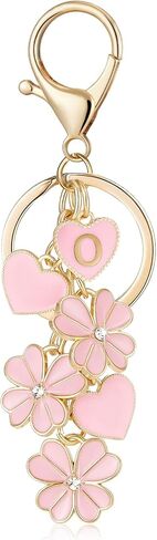 OKAICEN Initial Letter Keychain for Valentine's Day Women Gilrs Four Leaf Clover Flower Keyring for Backpack Charms Handbag in Saudi Arabia