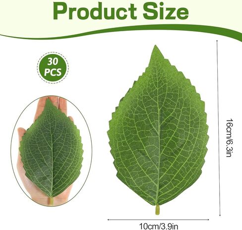 SynHHergyx 30 Pcs Artificial Green Leaves Hydrangea 6.3"x3.9" Faux Leaves, Bulk Greenery Fake Hydrangea Leave Fake Leave for Crafts Wedding Bouquets Wreaths Decor in Saudi Arabia