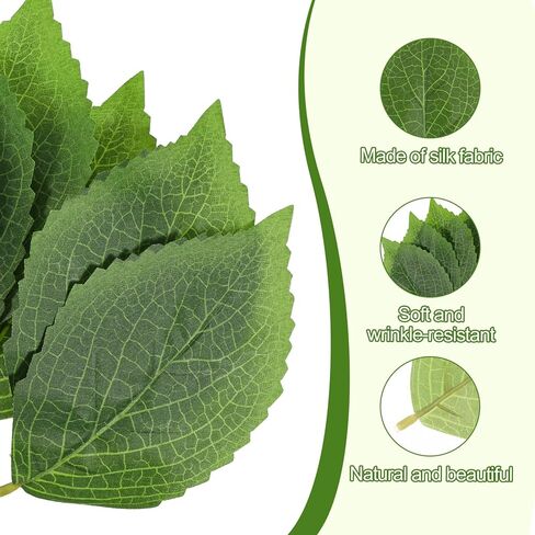 SynHHergyx 30 Pcs Artificial Green Leaves Hydrangea 6.3"x3.9" Faux Leaves, Bulk Greenery Fake Hydrangea Leave Fake Leave for Crafts Wedding Bouquets Wreaths Decor in Saudi Arabia
