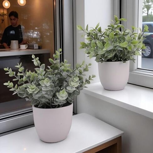 ATZXVIM Artificial Plants Decoration Norfolk Potted Faux Fake Eucalyptus mini Cute sage Greenery Indoor Outdoor House Home Living Room Bathroom Coffee Table Desk Office Spring Decor 2 pots in Saudi Arabia