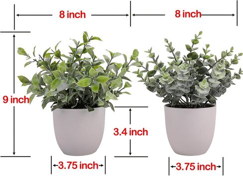 ATZXVIM Artificial Plants Decoration Norfolk Potted Faux Fake Eucalyptus mini Cute sage Greenery Indoor Outdoor House Home Living Room Bathroom Coffee Table Desk Office Spring Decor 2 pots in Saudi Arabia