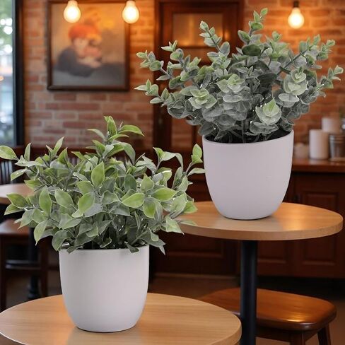 ATZXVIM Artificial Plants Decoration Norfolk Potted Faux Fake Eucalyptus mini Cute sage Greenery Indoor Outdoor House Home Living Room Bathroom Coffee Table Desk Office Spring Decor 2 pots in Saudi Arabia