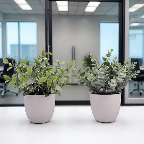 ATZXVIM Artificial Plants Decoration Norfolk Potted Faux Fake Eucalyptus mini Cute sage Greenery Indoor Outdoor House Home Living Room Bathroom Coffee Table Desk Office Spring Decor 2 pots in Saudi Arabia