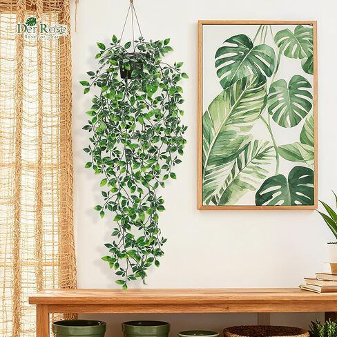 34'' Fake Plants Hanging Artificial Potted Plants Indoor and Outdoor for Home Bathroom Wall Shelf Office Decor (1Pack) in Saudi Arabia