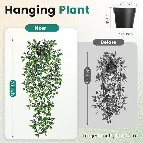 34'' Fake Plants Hanging Artificial Potted Plants Indoor and Outdoor for Home Bathroom Wall Shelf Office Decor (1Pack) in Saudi Arabia