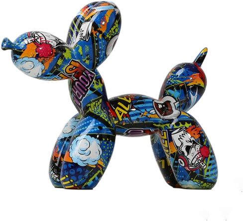 Zige Lily Balloon Dog Statue for Home Decor, Resin Animal Puppy Decoration for Bedroom, Living Room, Kitchen, Office on Table, Shelf, Desktop, Cabinet (Graffiti) in Saudi Arabia