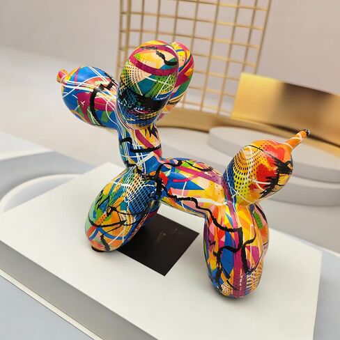 Zige Lily Balloon Dog Statue for Home Decor, Resin Animal Puppy Decoration for Bedroom, Living Room, Kitchen, Office on Table, Shelf, Desktop, Cabinet (Graffiti) in Saudi Arabia