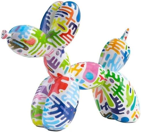 Zige Lily Balloon Dog Statue for Home Decor, Resin Animal Puppy Decoration for Bedroom, Living Room, Kitchen, Office on Table, Shelf, Desktop, Cabinet (Graffiti) in Saudi Arabia