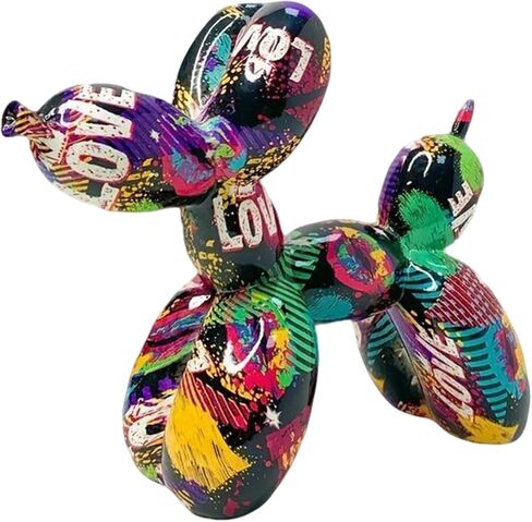 Zige Lily Balloon Dog Statue for Home Decor, Resin Animal Puppy Decoration for Bedroom, Living Room, Kitchen, Office on Table, Shelf, Desktop, Cabinet (Graffiti) in Saudi Arabia