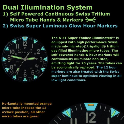 ساعة BERTUCCI® 44 ملم من التيتانيوم - A-4TS Super Yankee Illuminated™ - مينا أسود، حزام نايلون برتقالي عالمي/NASA - 13484 in Saudi Arabia