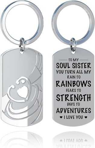 Fuinorer Soul Sister Keychain Gifts For Best Friend Bestie Gifts Friends Gift For Women Birthday Christmas Gift For Best Friend in Saudi Arabia