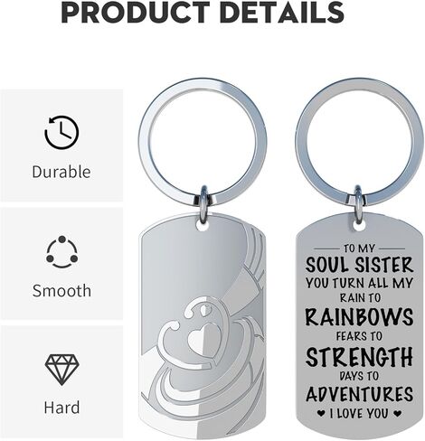 Fuinorer Soul Sister Keychain Gifts For Best Friend Bestie Gifts Friends Gift For Women Birthday Christmas Gift For Best Friend in Saudi Arabia