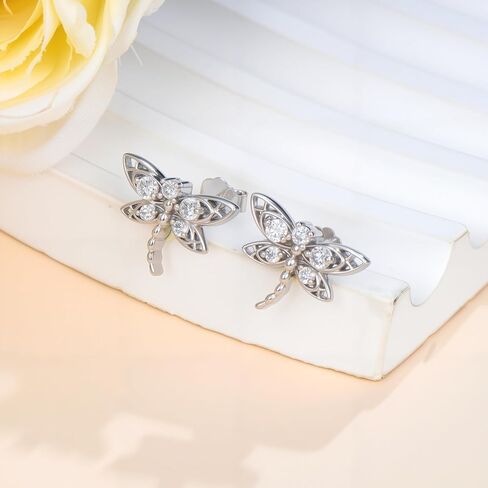 LWXIE أقراط الماس اليعسوب للنساء 925 أقراط اليعسوب من الفضة الإسترليني مع 0.25 CTTW Lab Grown Diamond Jewelry هدايا للأم والزوجة والصديقة in Saudi Arabia