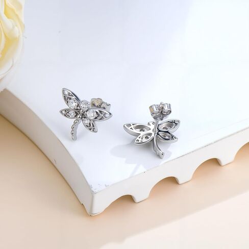 LWXIE أقراط الماس اليعسوب للنساء 925 أقراط اليعسوب من الفضة الإسترليني مع 0.25 CTTW Lab Grown Diamond Jewelry هدايا للأم والزوجة والصديقة in Saudi Arabia