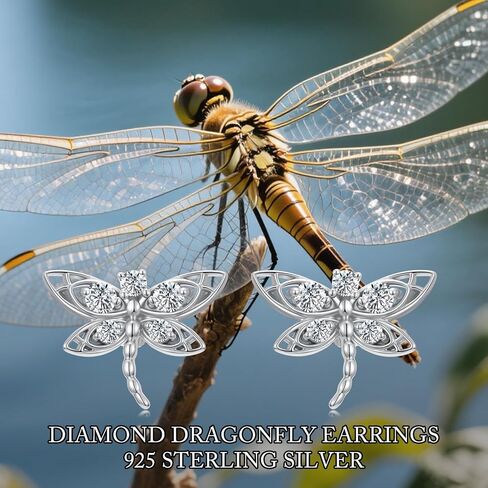 LWXIE أقراط الماس اليعسوب للنساء 925 أقراط اليعسوب من الفضة الإسترليني مع 0.25 CTTW Lab Grown Diamond Jewelry هدايا للأم والزوجة والصديقة in Saudi Arabia
