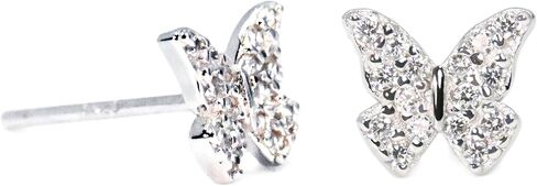 Butterfly Stud Earrings, 925 Sterling Silver with 18K Plating, Dainty Sparkling Accents, Elegant Everyday Jewelry for Women in Saudi Arabia