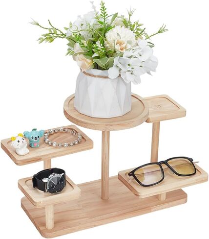 FINGERINSPIRE 5 Layer Wood Riser Stands Navajo White Tiered Display Rack Ladder Wood Display Stand Jewelry Stands Jewelry Organizer Holder for Jewelry Succulent Plants Home Decoration in Saudi Arabia
