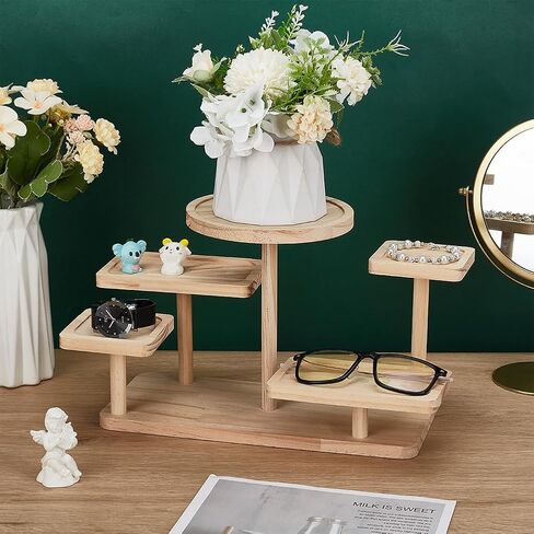 FINGERINSPIRE 5 Layer Wood Riser Stands Navajo White Tiered Display Rack Ladder Wood Display Stand Jewelry Stands Jewelry Organizer Holder for Jewelry Succulent Plants Home Decoration in Saudi Arabia