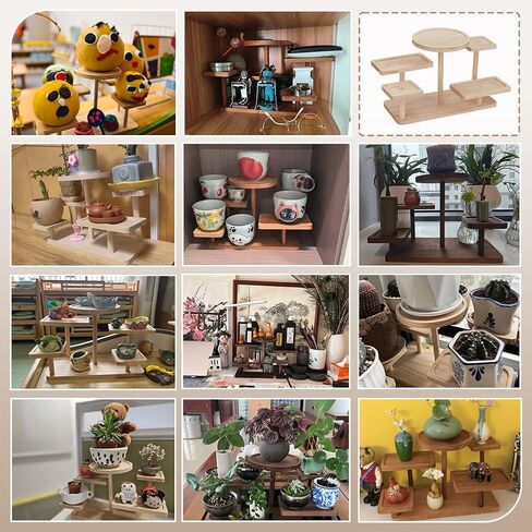 FINGERINSPIRE 5 Layer Wood Riser Stands Navajo White Tiered Display Rack Ladder Wood Display Stand Jewelry Stands Jewelry Organizer Holder for Jewelry Succulent Plants Home Decoration in Saudi Arabia