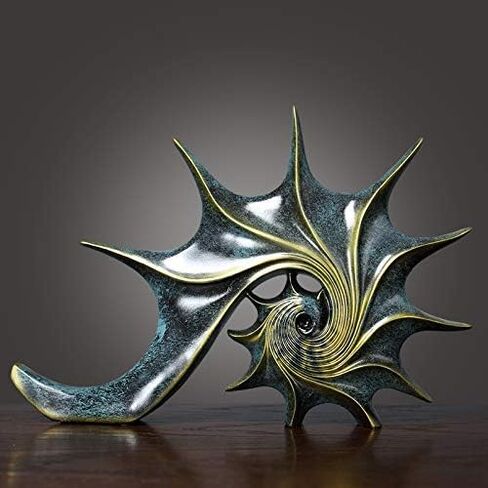 YUDIZWS Decorative Conch Statue Made of Polyresin Modern Sea Shell Sculpture Figure Decor for Home Office Living Room 16x11x2.2inch,Gold in Saudi Arabia