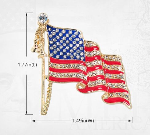 Gyn&Joy USA وطني واضح كريستال أحجار الراين خطوط حمراء المينا يلوحون العلم بروش دبوس in Kuwait