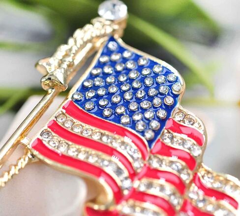 Gyn&Joy USA وطني واضح كريستال أحجار الراين خطوط حمراء المينا يلوحون العلم بروش دبوس in Kuwait