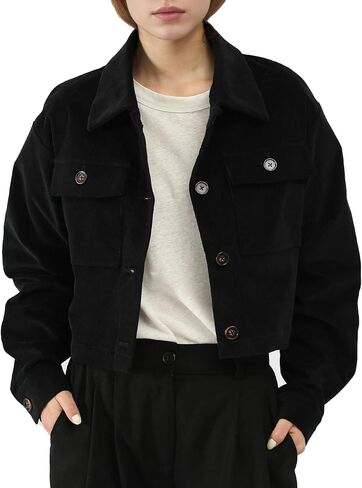 CLSEN Fall Jackets for Women 2025 Cropped Corduroy Shacket Cotton Button Down Long Sleeve Women Jackets with Pockets in Saudi Arabia