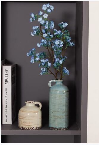 Ceramic Vintage Vase Set of 3 with Handle, Rustic Farmhouse vase for Home Decor,Living Room,Centerpieces, Fireplace, Entryway, Bookshelf, Bathroom in Saudi Arabia