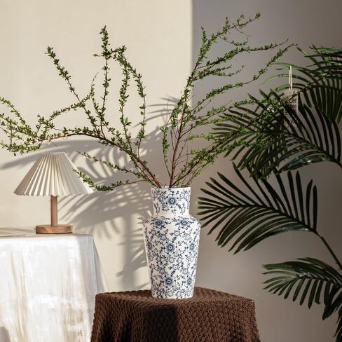 RORA Chinoiserie Blue and White Ceramic Vase - 8.7" Porcelain Floral Design for Home Decor, Centerpiece, or Gift - Perfect for Living Room, Bedroom, Office, or Dining Table in Saudi Arabia