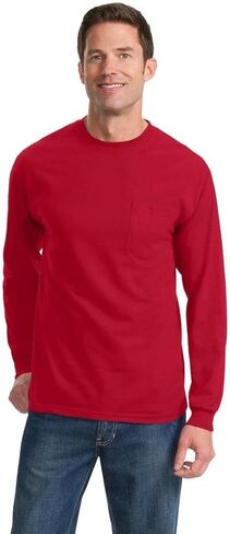 Port & Company Tall Long Sleeve Essential Pocket Tee. PC61LSPT in Saudi Arabia