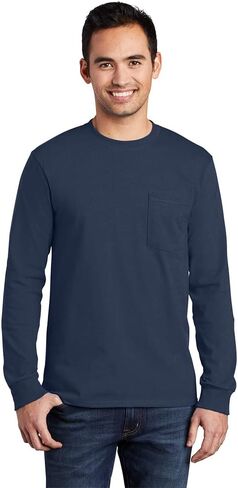 Port & Company Tall Long Sleeve Essential Pocket Tee. PC61LSPT in Saudi Arabia