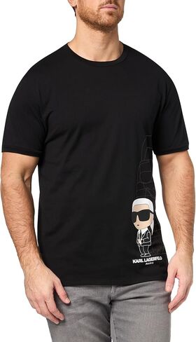 تي شيرت KARL LAGERFELD رجالي بياقة دائرية وأكمام قصيرة وتصميم جرافيكي مريح in Saudi Arabia