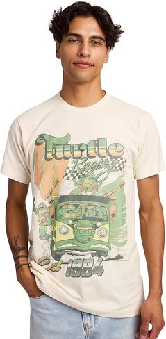 TMNT Classic Retro Cartoon Turtle Racing Men's Sand Crew Neck Short Sleeve T-Shirt in Saudi Arabia