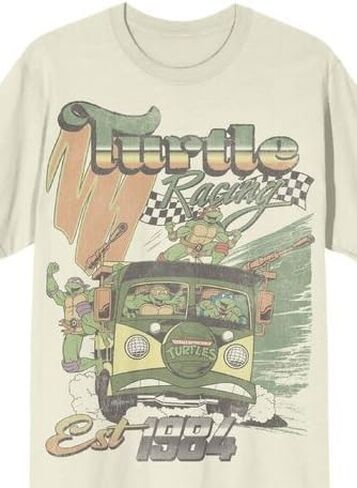 TMNT Classic Retro Cartoon Turtle Racing Men's Sand Crew Neck Short Sleeve T-Shirt in Saudi Arabia