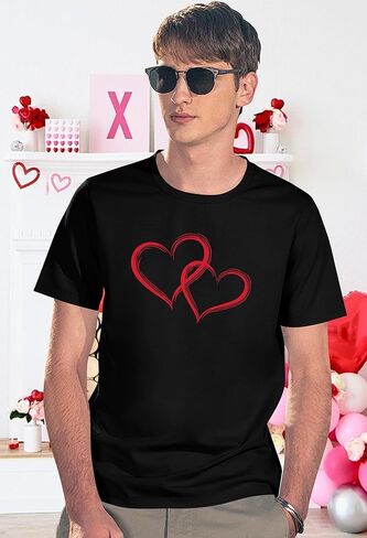 Valentine's Matching Couples Shirts Love Heart Print Graphic Shirt Husband Wife Short Sleeve Tees Tops in Kuwait