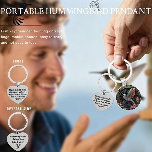 Werncy Hummingbird Keychain, angels are near, hummingbirds appear. You are always loved, a gift for mom and grandmother in Saudi Arabia