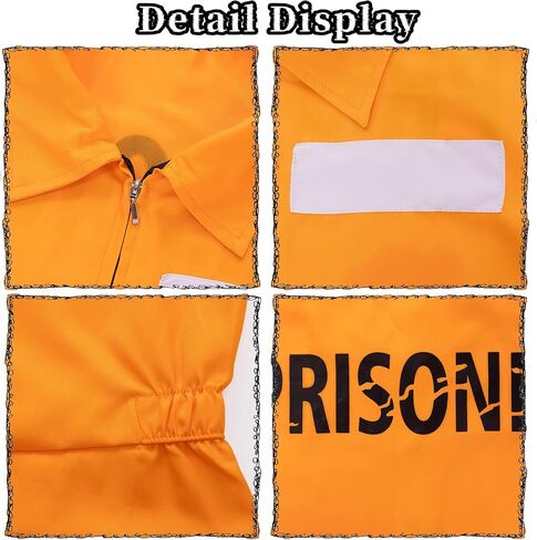 Abawaka Orange Prison Jumpsuit Adult Prisoner Inmate Jail Criminal Halloween Costume Outfit for Men Women Prison Uniform Set in Saudi Arabia